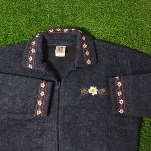 VINTAGE 90S ART UNLIMITED SWEATSHIRT FULL ZIP FLOWER EMBROIDERED SWEATER SIZE XL